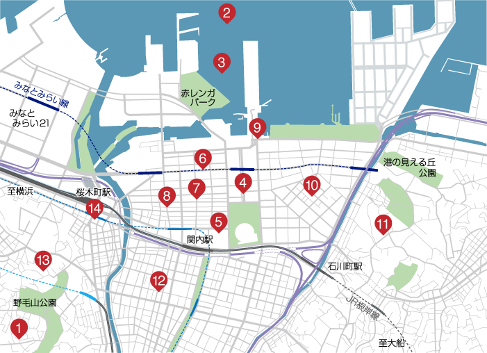 関内・関外・山手地区 地図